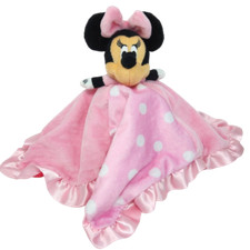 DISNEY BABY MINNIE MOUSE PINK POLKA DOT SECURITY BLANKET PLUSH CRINKLE EARS