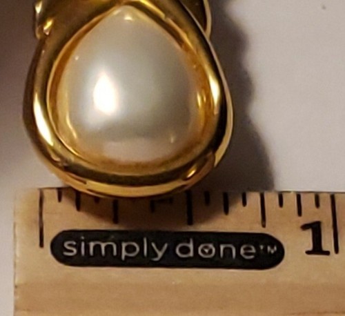 Brooch Marvella Gold Tone Faux Pearl Pin Brooch Vintage Signed (D125) - Picture 6 of 7