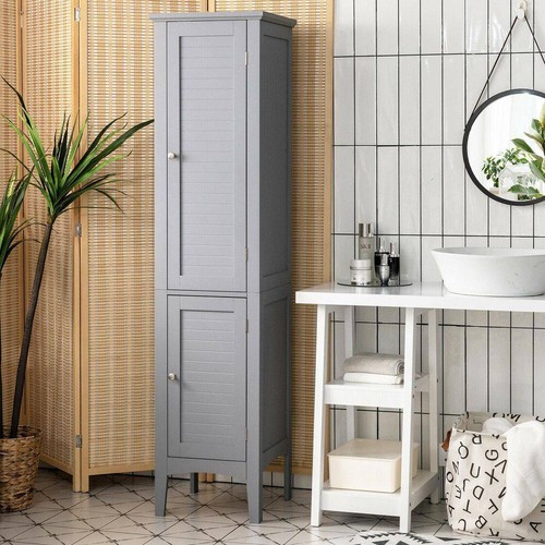 ANGELES HOME Linen Cabinet 14.5"x14.5"x63" Gray Freestanding Narrow Storage - Picture 3 of 3