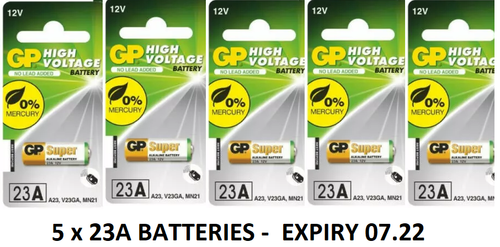 5 GP ALKALINE SUPER BATTERY 23A A23 MN21 V23GA 12V --- EXPIRED 2022 - Picture 2 of 3