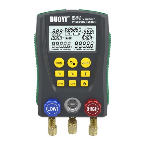 Refrigerantion Digital Manifold Meter HVAC Gauge Pressure Temperature Clips Kit - Picture 7 of 12