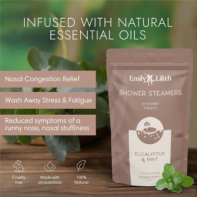 Shower Steamers Eucalyptus/Mint (15 Pack) Emily & Lilith Bath Bomb Aromather