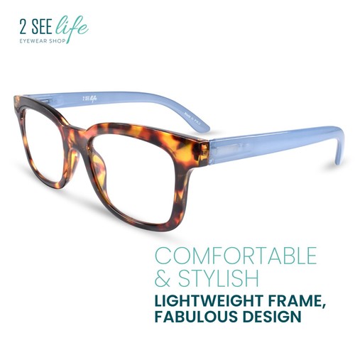 Best-Selling On-Trend Square Tortoise Shell Blue Light Reading Glasses Men Women - Picture 15 of 25