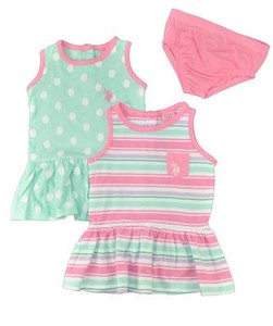 Us Polo Assn Baby Girls 2pack Dress Set W Panty 3 6m 6 9m 12m 18m