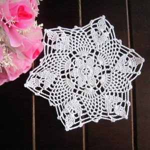 4Pcs-Lot-White-Vintage-Hand-Crochet-Lace-Doilies-Snowflake-Placemats-8inch