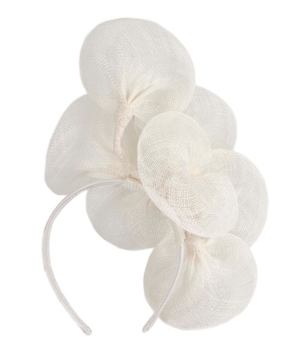 Fascinador de flores Sinamay de carreras de primavera blanco de Max Alexander. Vendedor 100 % AU - Imagen 4 de 5