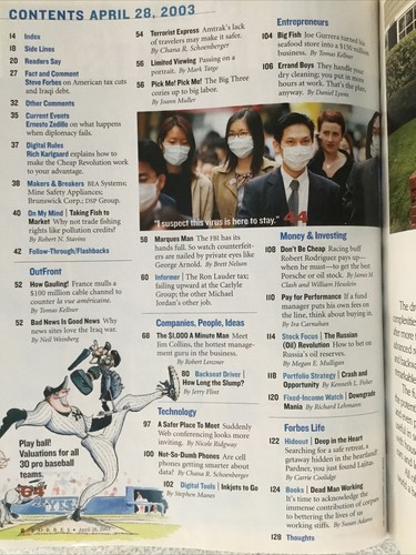 Forbes Magazine April 28, 2003 Saddam Is History, Dealing With Despots, Epidemic - Picture 4 of 12
