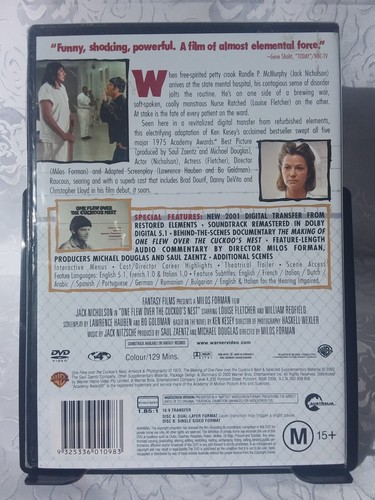 One Flew Over the Cuckoos Nest DVD 1975 Region 2 Brand New And Sealed - Picture 2 of 2