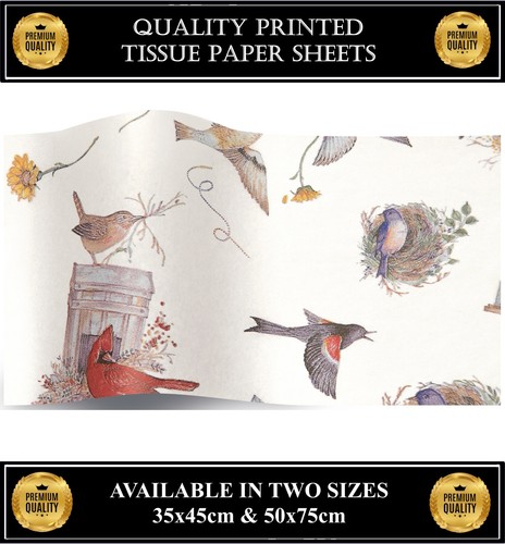 Birds Nest Printed Tissue Paper Gift Bag Box SatinWrap Wrap Luxury Lining Sheets - Picture 1 of 3