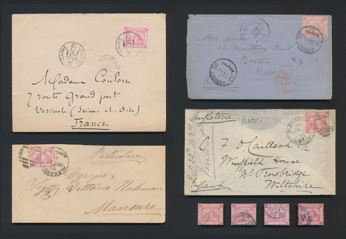 1880-1882 EGYPT COVERS 1pia ROSE PYRAMID w SUPERB EARLY ASSIOUT TO US BOSTON - Picture 2 of 19