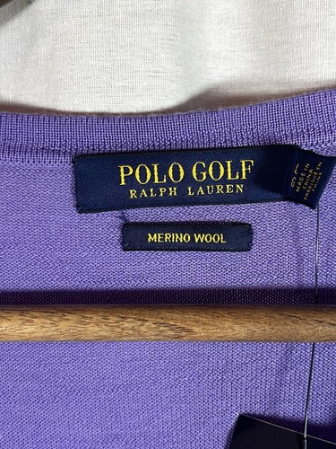 Polo Golf Ralph Lauren Merino Wool V Neck Sweater Womens Large Purple - Picture 3 of 7