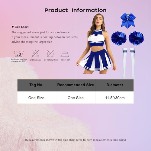 Womens Cheerleader Costume High School Girl Halloween Party Cheerleading Outfit - Picture 40 of 141