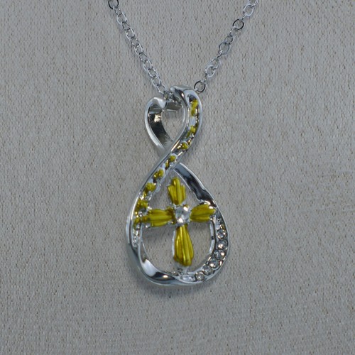 Stunning Two-Tone Cross Footprint Pendant - Elegant Infinity Necklace - Picture 6 of 12