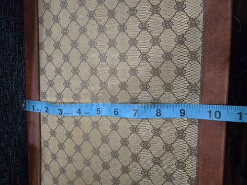 Antique Suitcase Wood Canvas With Leather Trim - Picture 8 of 9