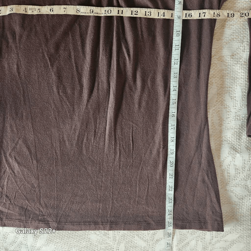 T73 Apt. 9 Camiseta Punto Marrón Túnica fruncida Cuello en V Manga Larga Talla Grande - Imagen 6 de 8