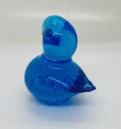 Vintage 1980s Baby Duck Cobalt Blue Crystal Glass Paperweight Finland Art 16 - Picture 5 of 15