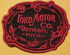 Ford Motor Co. Detroit, Michigan Embroidered red Patch approx. 3x 3.5"