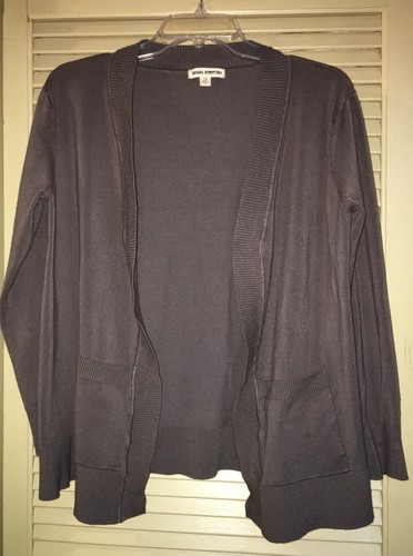 NEW Zenana Outfitters Size 1X Ash Gray Open Front Tight Knit Boutique Cardigan - Picture 5 of 10