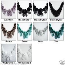 Chiffon Rose Lace Collar Trim Applique Bridal Wedding Camellia Ruffled Flower