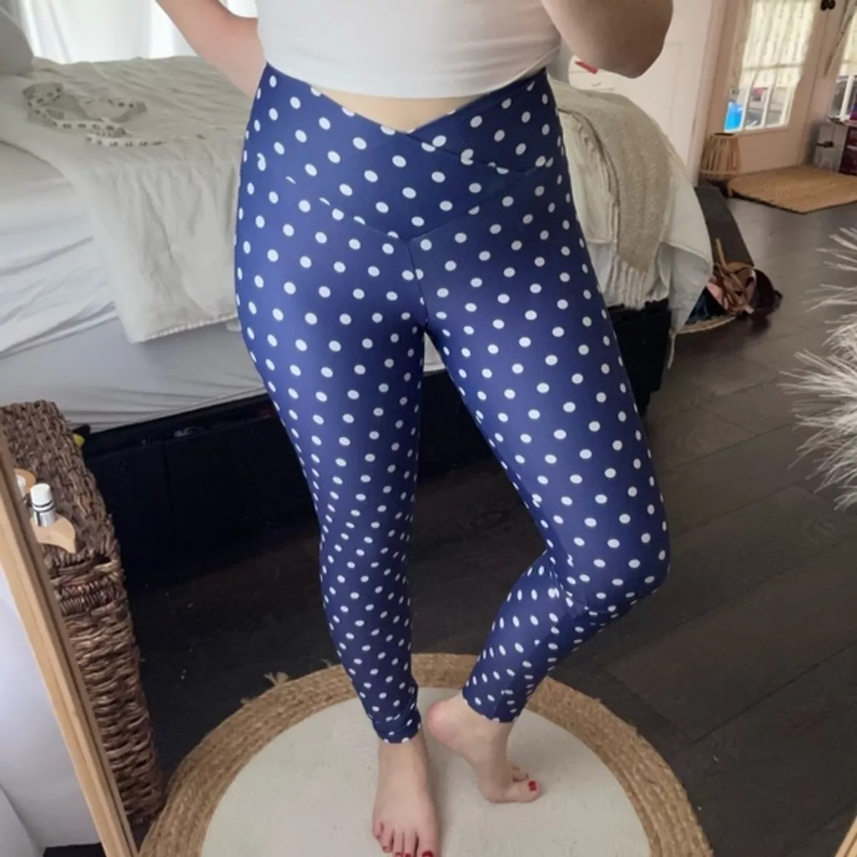 Blue polka cheap dot leggings