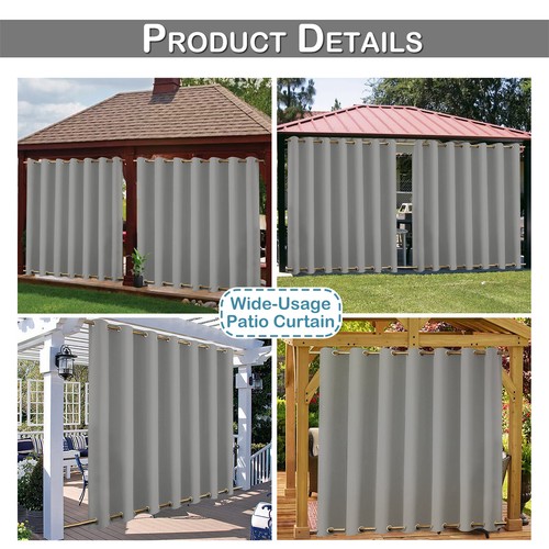 Patio Outdoor Waterproof Curtains Windproof Blackout Drapes Top Bottom Grommet - Picture 27 of 82