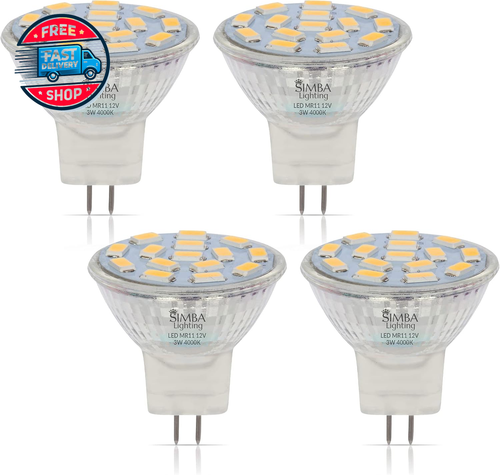 LED MR11 Flood Light Bulbs (4 Pack) 12V 3W 20W Halogen Replaceme