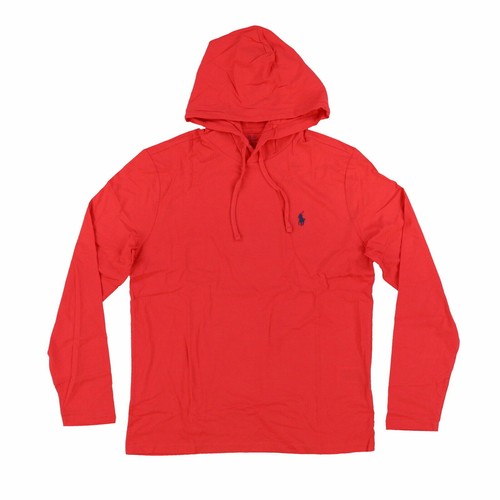 Polo Ralph Lauren Racing Red Cotton Hooded Jersey Shirt XL Navy Pony Sharp