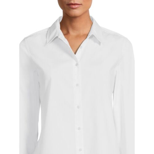 Women's Time & Tru Button Front Shirt Long Sleeve S, L White White NEW W/ TAG - Picture 5 of 12