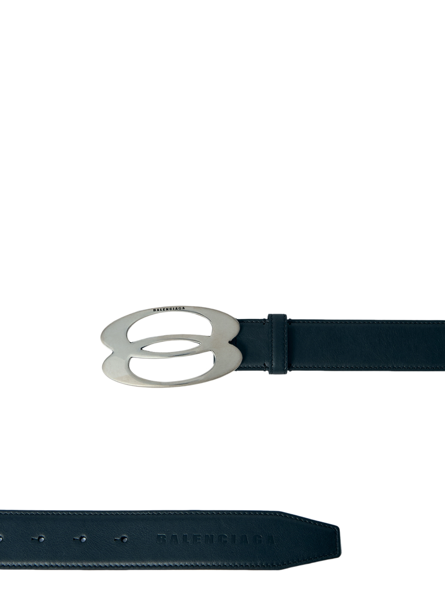 BALENCIAGA Unity $475 Men's Black Leather Belt New