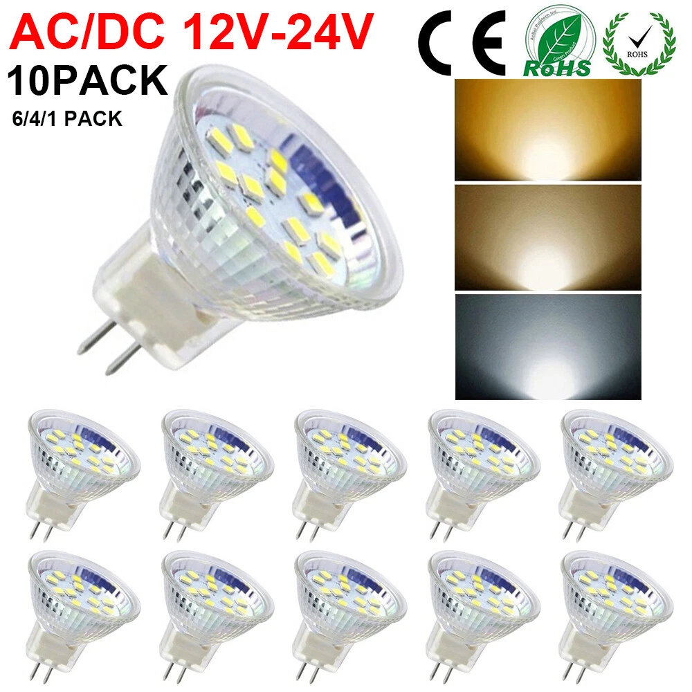 MR11 LED Spotlight GU4 Bulb 1 10Pack Dimmable Light 3W 5W AC DC12V 24V Cool Warm