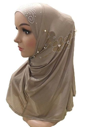 Muslim Women AI Amira Scarf Hijab Ice Beads Headscarf Wrap Prayer Islamic - Bild 4 von 39