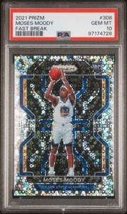 2021-22 Prizm MOSES MOODY Rookie Silver Fast Break #308 PSA 10 GEM MINT 💎