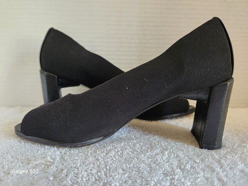 Stuart Weitzman Womens Black Open Peep Toe Heels Size 5.5B - Picture 3 of 10