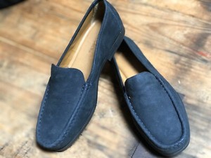 navy blue leather loafers womens