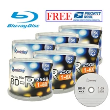 300-Pack SmartBuy Blank BD-R 6X 25GB Blu-ray HD Logo Surface Record Media Disc