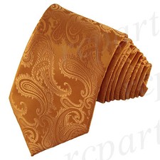New Brand Q Men's Micro Fiber Paisley Neck Tie necktie only Orange Prom wedding