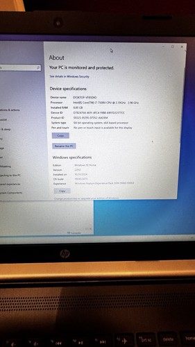HP 250 G6 Notebook, Intel i7, 7th Gen, 8GB Ram, No Charger, No SSD/HDD - Picture 7 of 7
