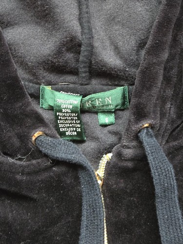 CHAQUETA DEPORTIVA CON CAPUCHA DE TERCIOPELO NEGRO ESCUDO BORDADO LAUREN RALPH LAUREN TALLA S LEER - Imagen 4 de 8