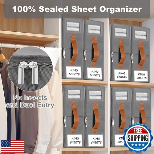 KitHero 4pack Bed Sheet Organizer, Foldable Linen Closet Organizers and Stora - Picture 4 of 5