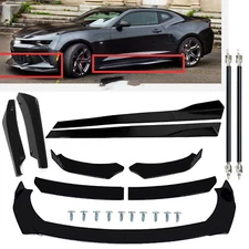 Front Bumper Lip Spoiler Splitter Side Skirt For Chevrolet Camaro Glossy Black