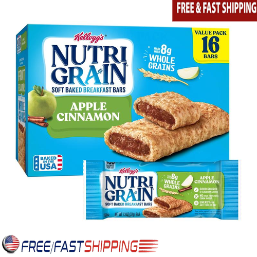 Apple Cinnamon Soft Baked Breakfast Bars Chewy Snack 16 Count Whole Grain Fresh