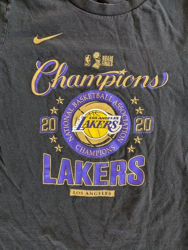 Size 10 12 L NBA Finals 2020 LA Lakers Los Angeles Black Boy Shirt Tshirt - Picture 2 of 4