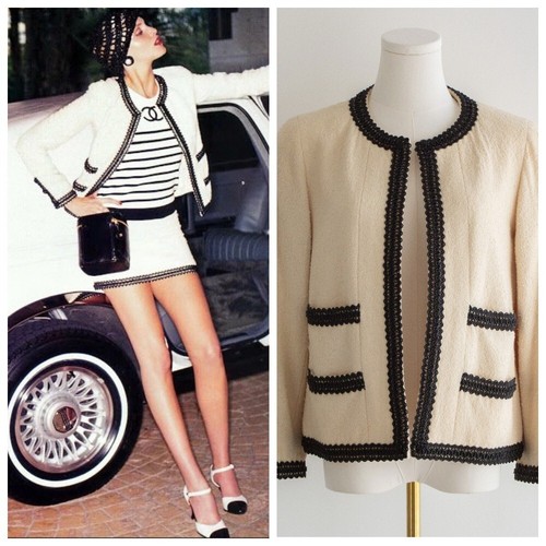 Chanel Vintage Spring/Summer 1994 Ecru Ivory Cream Black Scoubidou 94P Jacket - Picture 1 of 20