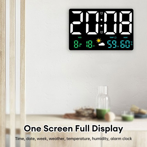 Wall-mounted Digital LED Clocks Temperature Date Weather Display Clock Alarm NEW - Picture 15 of 20