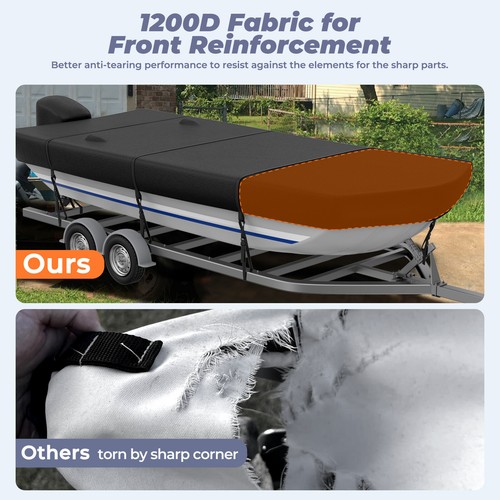 12-14ft Heavy Duty 1200D Jon Boat Cover Trailerable Marine Grade w/Motor Cover - Picture 20 of 22