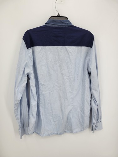 Guess Hemd Herren XL Blau Colorblock Langarm Knopfleiste Streetwear Y2K Vintage - Bild 2 von 10