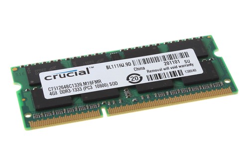 Crucial 4GB 4 GB 2RX8 PC3-10600S DDR3 1333Mhz Laptop Memory RAM SODIMM PC10600 & - Picture 3 of 6