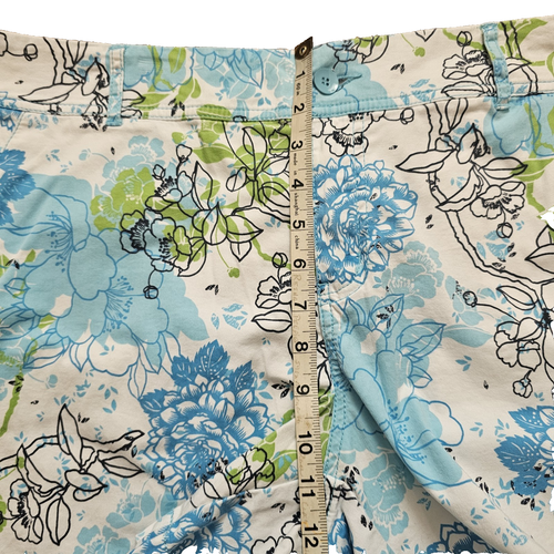 Fashion Bug Women's Shorts 16 Blue Multicolor Floral Print High Rise Chino - Picture 8 of 11