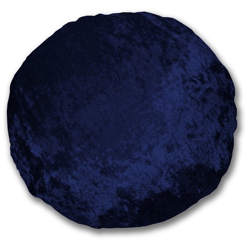 mv35n Royal Blue Shimmer Diamond Crush Velvet Style Round Shape Cushion Cover