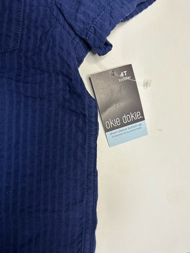 Camisa de vestir Okie Dokie Boys azul marino talla 4 t nueva con etiquetas - Imagen 3 de 5